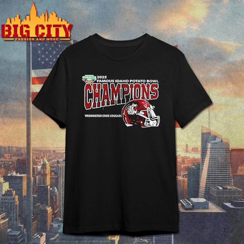 Washington State Cougars Famous Idaho Potato Bowl Champions Go Cougs Logo Helmet Shirt