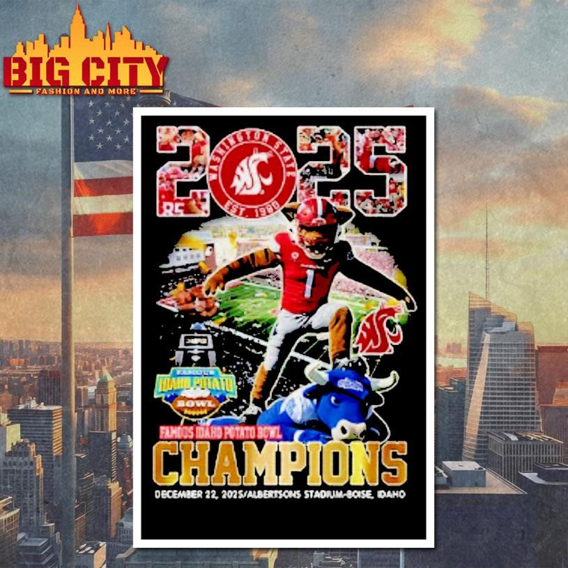 Washington State Cougars Victory In The 2025 Famous Idaho Potato Bowl Champions Est 1980 Shirt