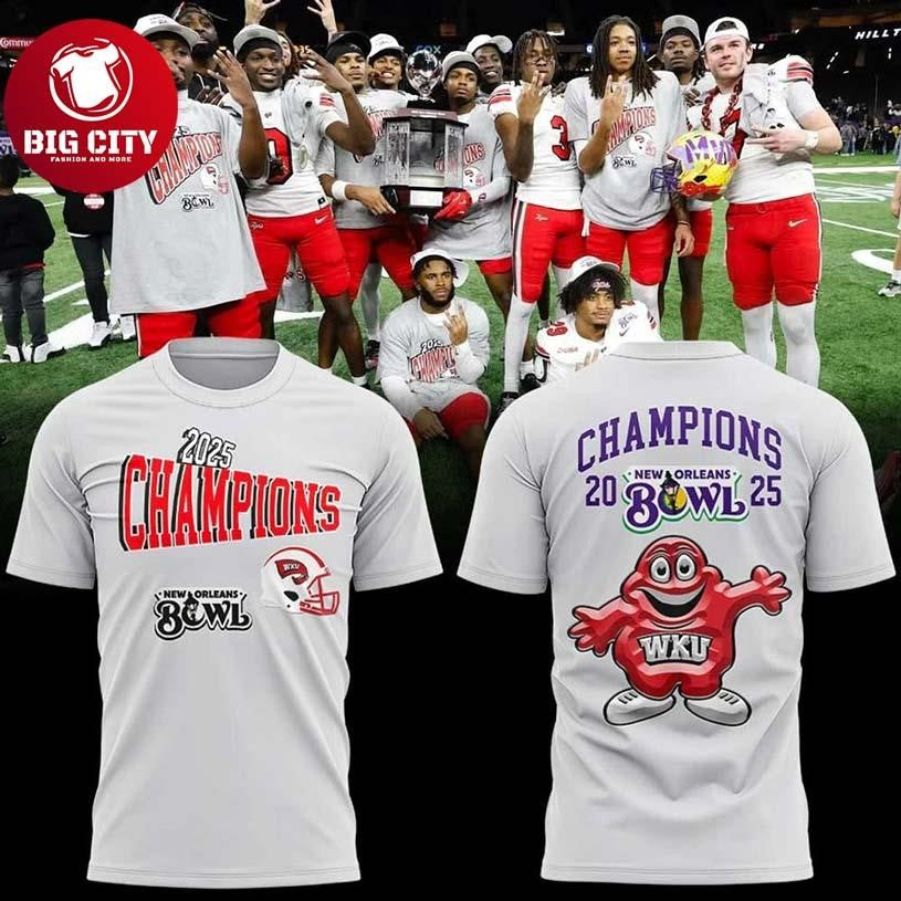 Western Kentucky 2025 New Orleans Bowl Champions Two Sided Shirt