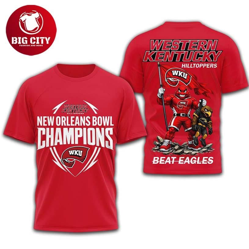 Western Kentucky Hilltoppers NCAA New Orleans Bowl Champions Two Sided Shirt