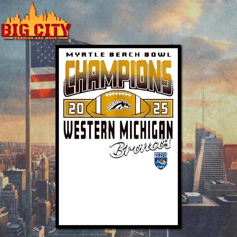 Western Michigan Broncos 2025 Myrtle Beach Bowl Champions Logo Vintage Shirt