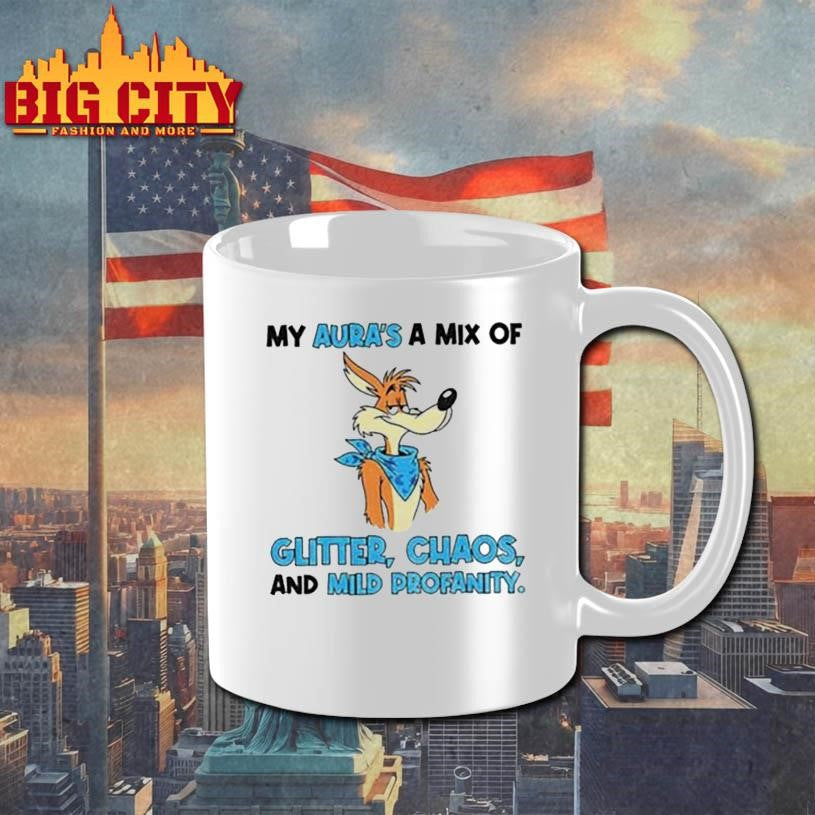 Wile E. Coyote my aura’s a mix of glitter chaos and mid profanity shirt