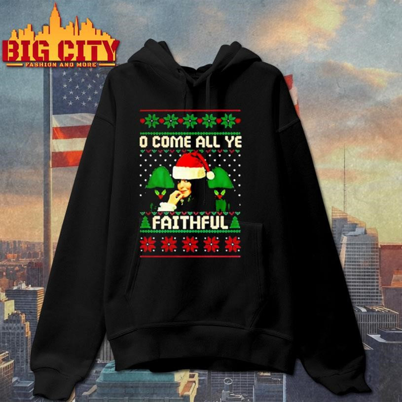 Winkleman Santa hat and cloak The traitors Claudia oh come all ye faithful ugly Christmas shirt