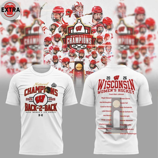 Wisconsin Badgers Back 2 Back National Champions Women’s Hockey Shirts