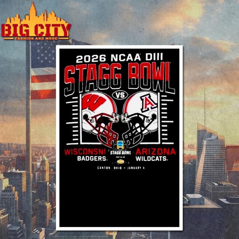 Wisconsin Badgers Vs Arizona Wildcats At 2026 Ncaa Dii Stagg Bowl Canton Ohio January 4 Helmets Shirt
