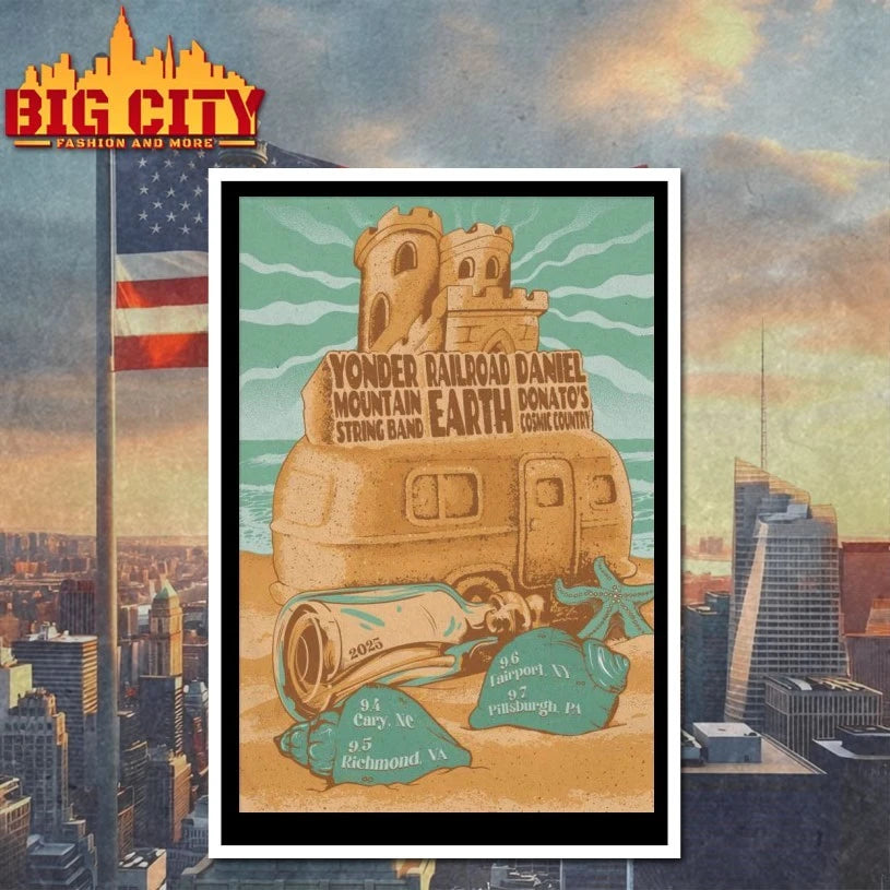 Yonder Mountain String Band, Daniel Donato, Railroad Earth Tour 2025 Poster Shirts