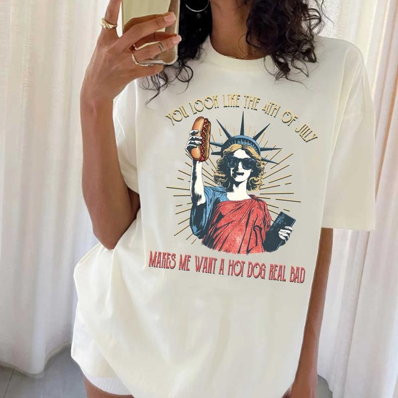 You Look Like The 4th Of July Makes Me Want A Hot Dog Real Bad  Shirt, Funny 4th Of July Gift Shirt Hoodie Sweatshirt