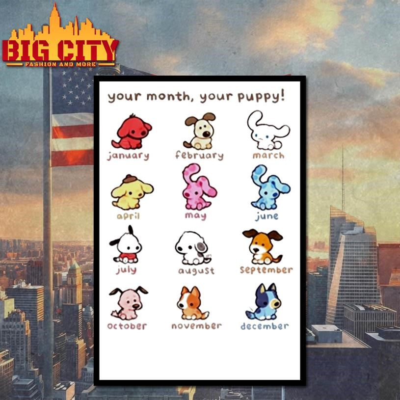 Your Month Your Puppy Zodiac Puppy Shirt