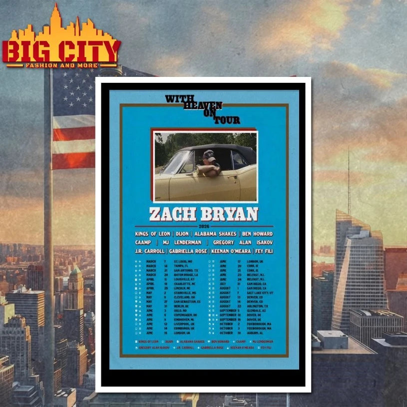 Zach Bryan With Heaven On Tour 2026 Poster shirt