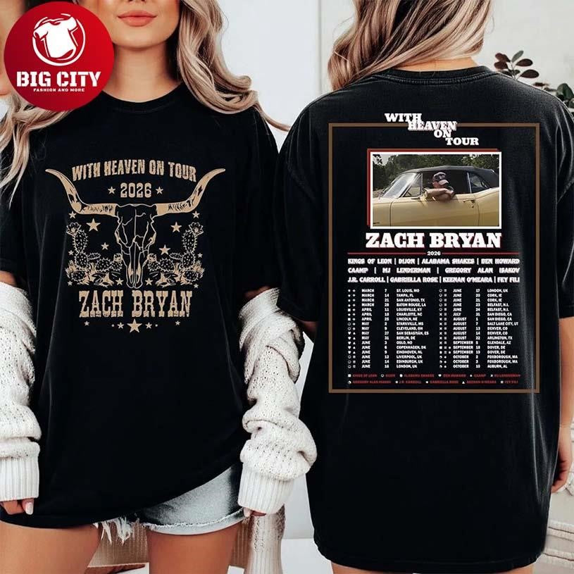 Official Zach Bryan With Heaven On Tour 2026 Two Sided Shirt