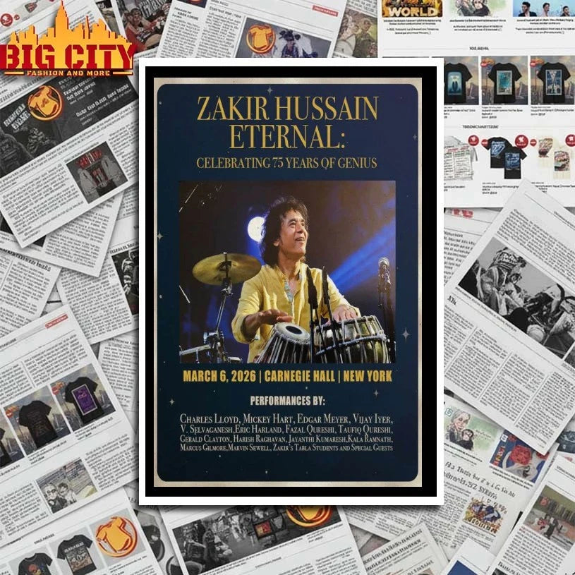 Zakir Hussain Carnegie Hall, New York 2026 Poster shirt
