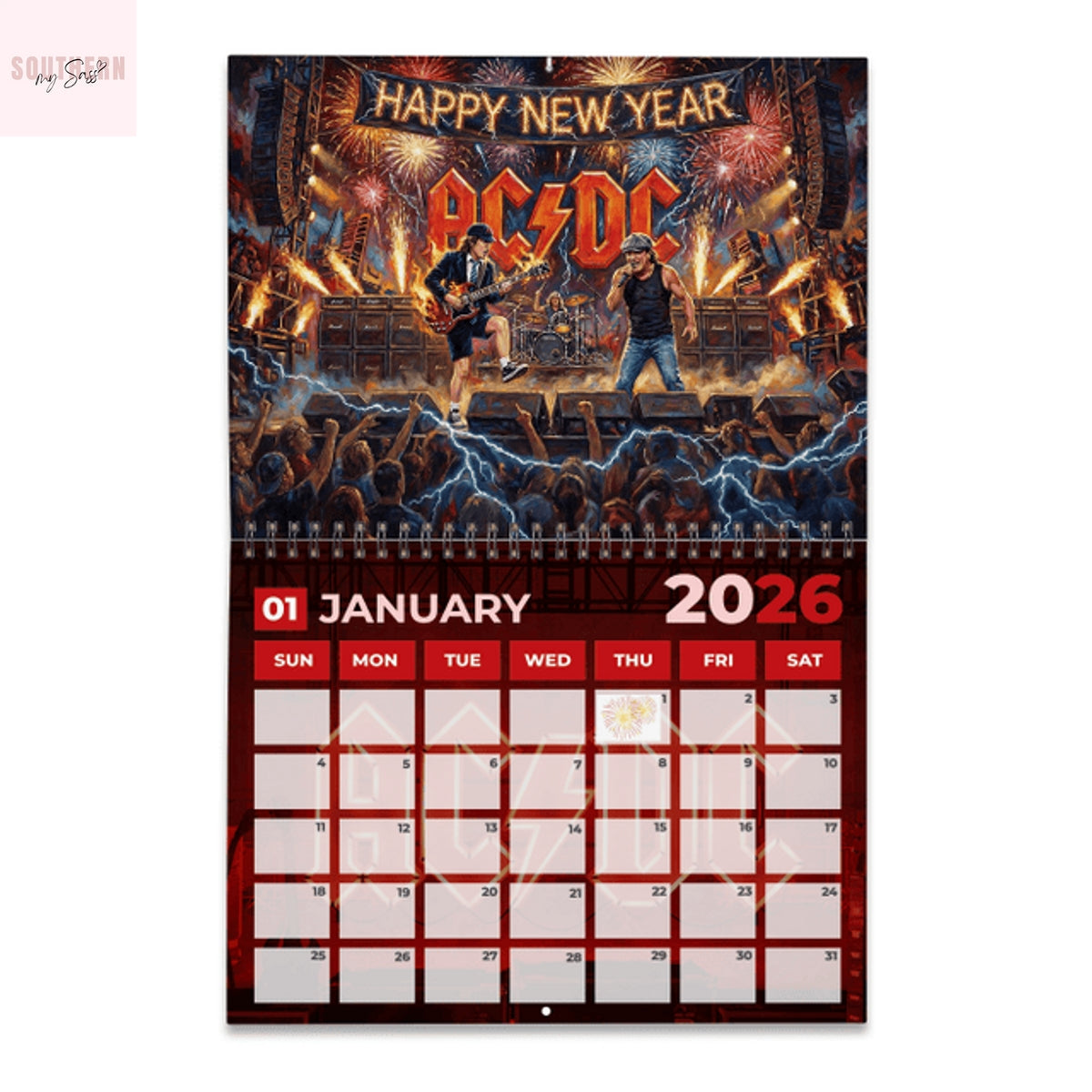 AC DC 2026 Wall Calendar
