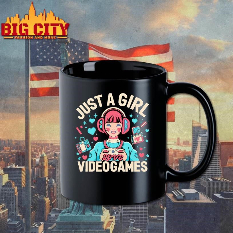 anime girl play games just a girl love video games on Bella Shirt