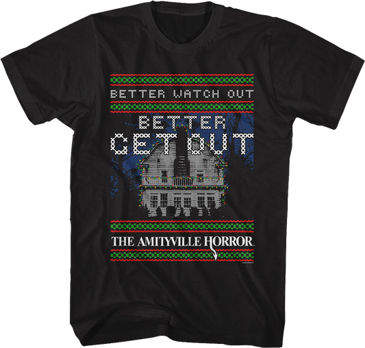 Better Watch Out Faux Ugly Christmas Sweater Amityville Horror T-Shirt