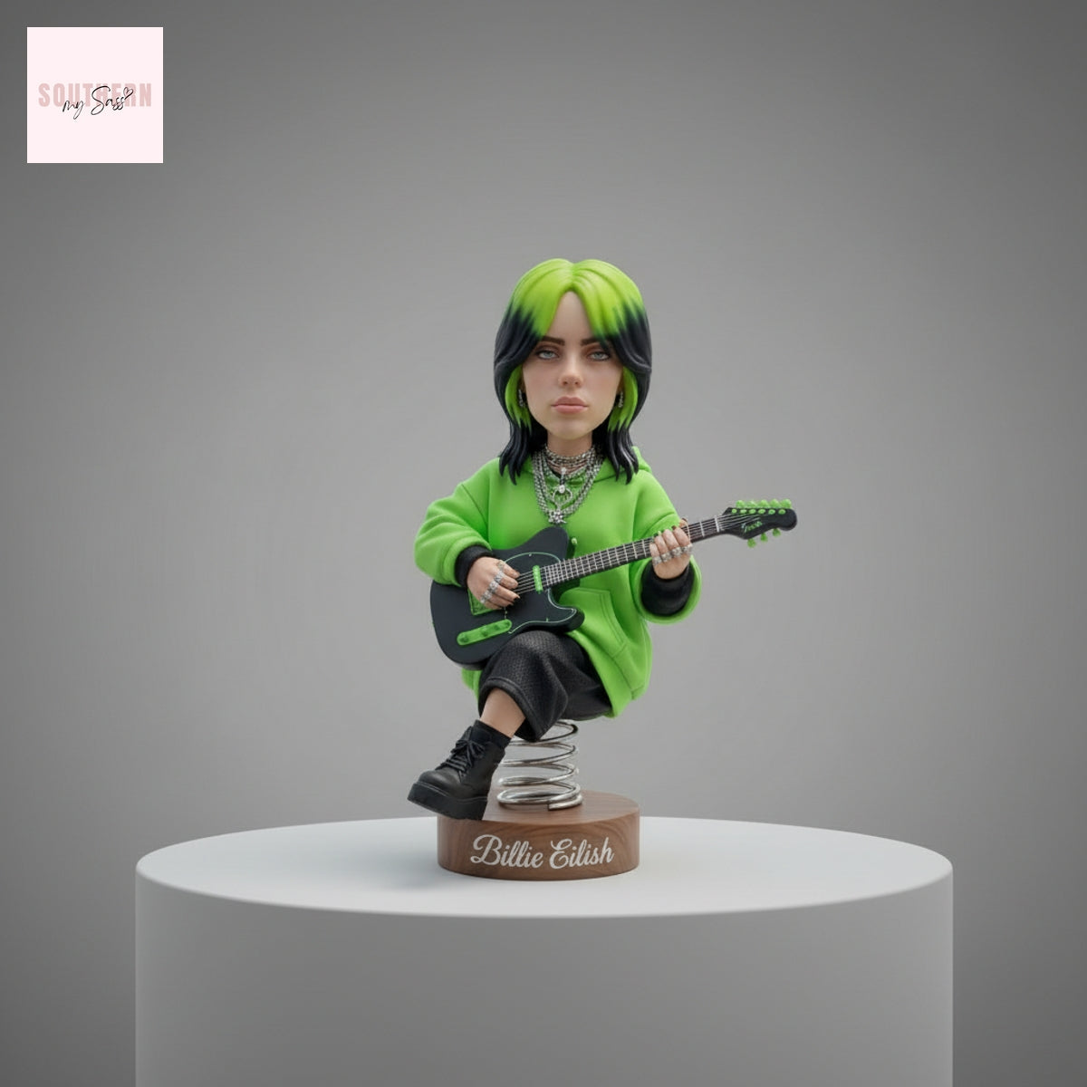 Billie Eilish Green Hair Guitar Bobblehead