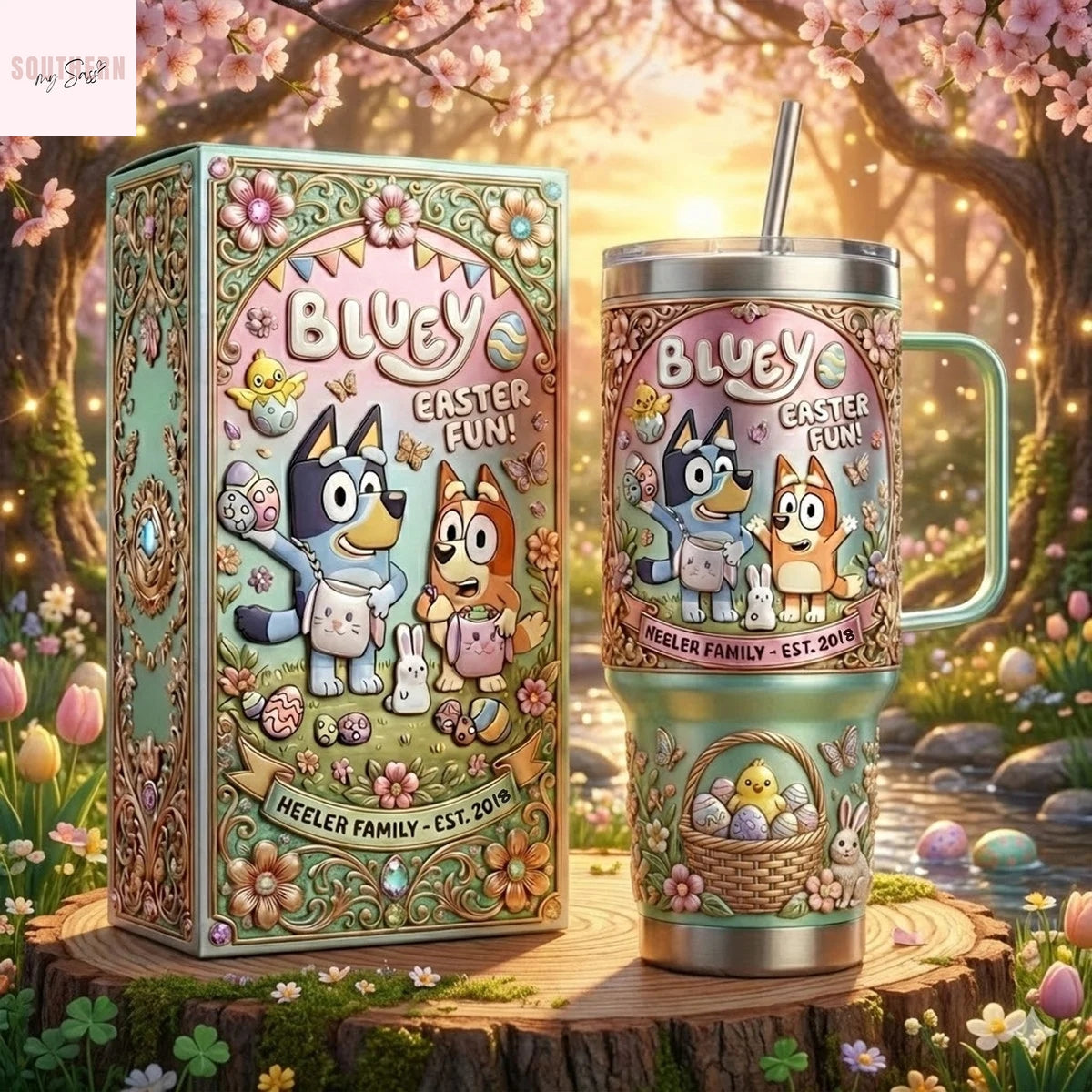 Bluey Easter Fun Heeler Family Tumbler