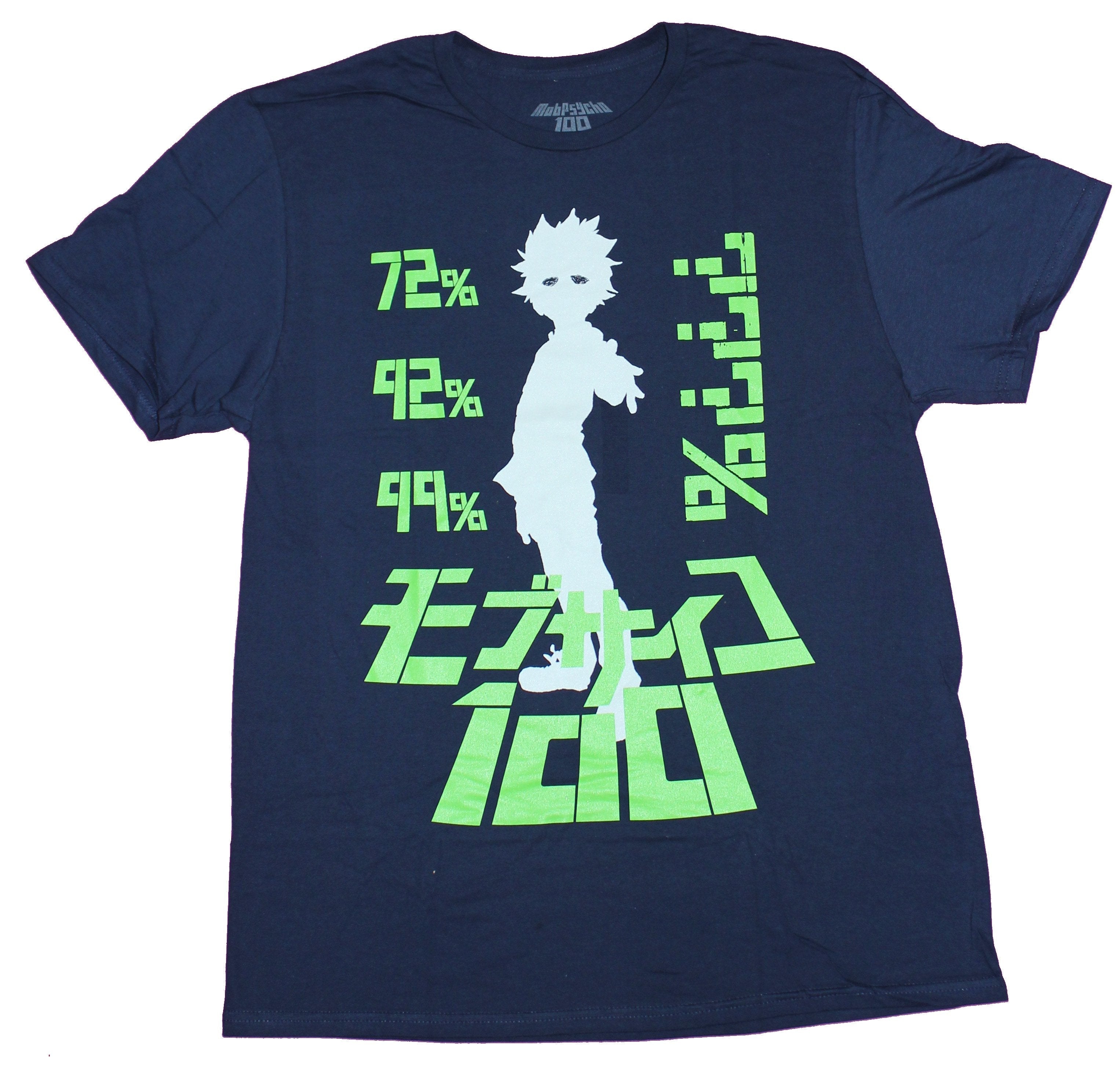 Mob Psycho 100 Mens T-Shirt - White Mob Image Surrounded By Percentages