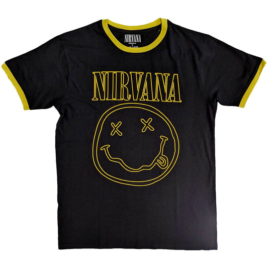 Nirvana Ringer T-Shirt: Outline Happy Face