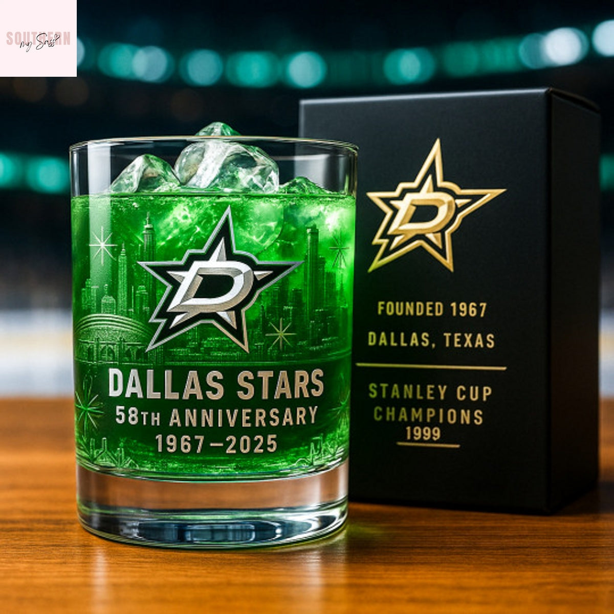 Dallas Stars 58th Anniversary Whiskey Glass