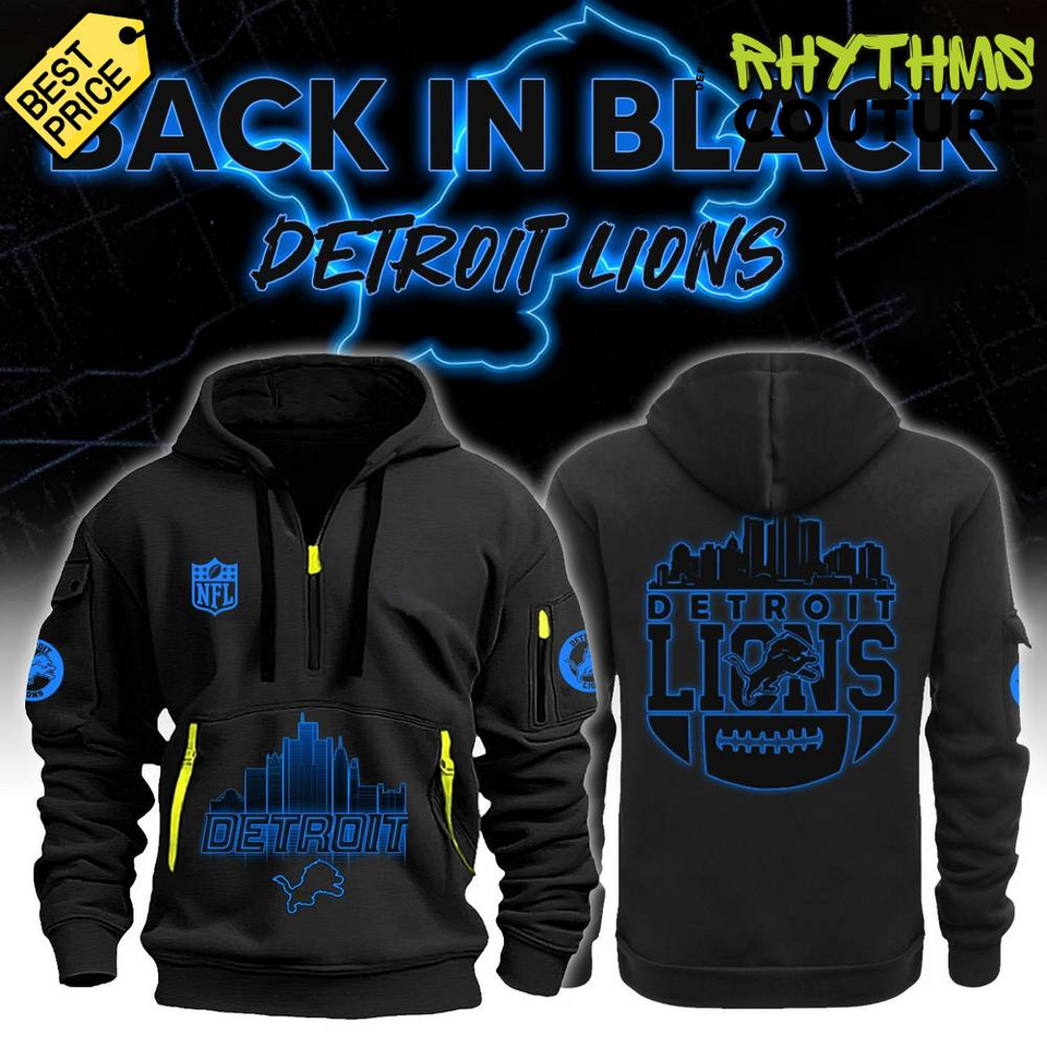Detroit Lions Back In Black Special Edition Quarter Zip Hoodie