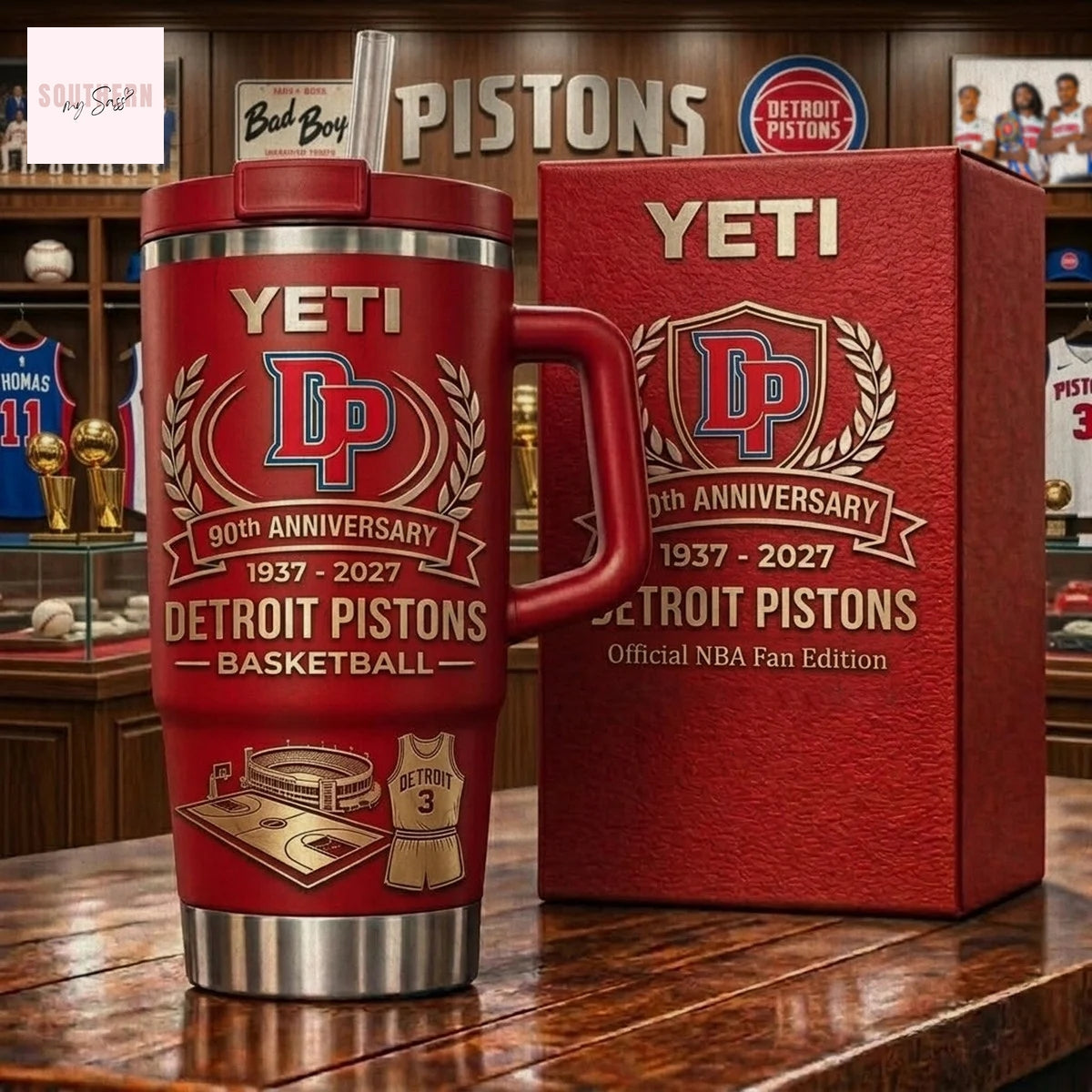 Detroit Pistons Basketball 90th Anniversary 1937-2027 Tumbler
