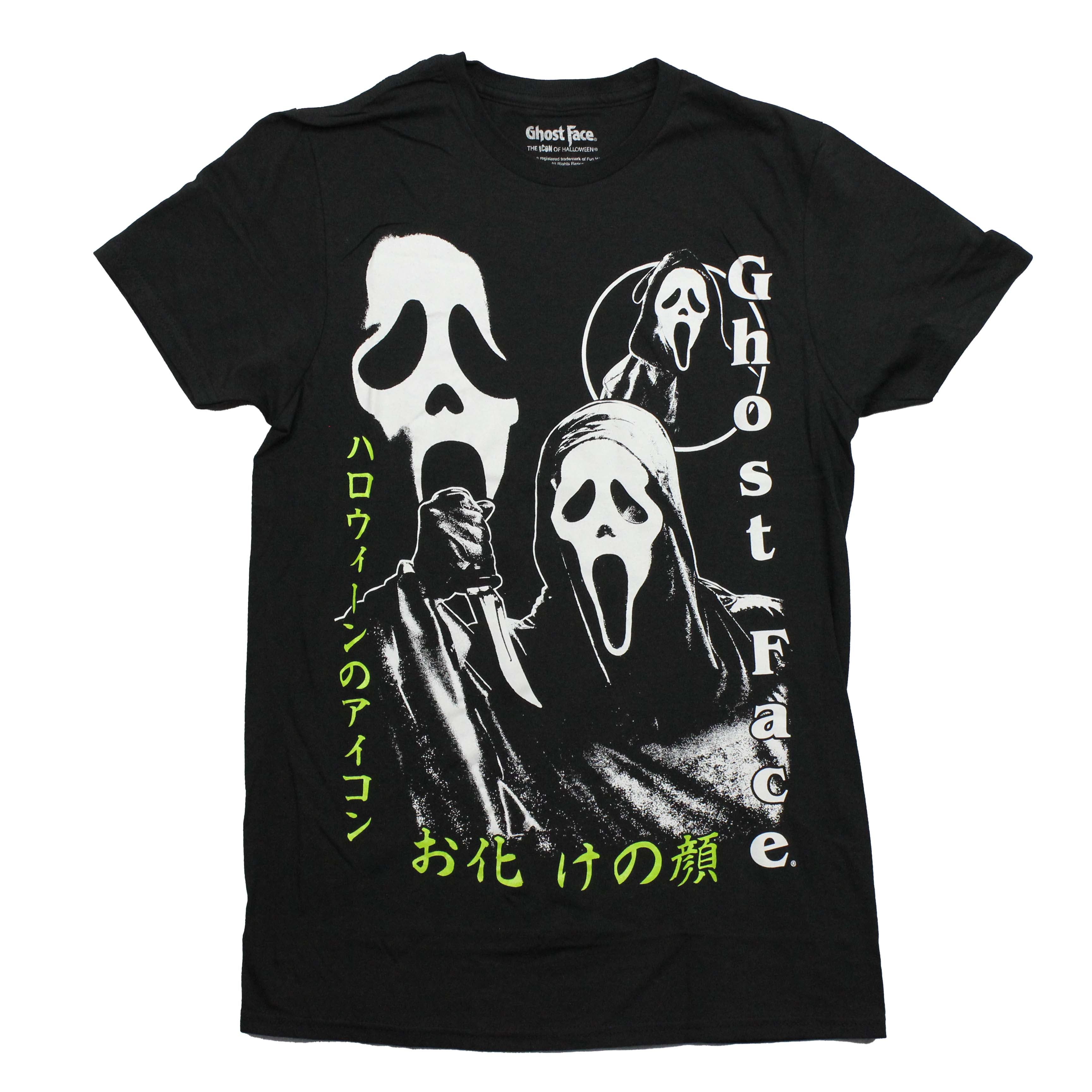 Ghost Face  Mens T-Shirt - Trio of Distressed White Images Green Kanji Hoodie, Sweatshirt | ZylaModa.com