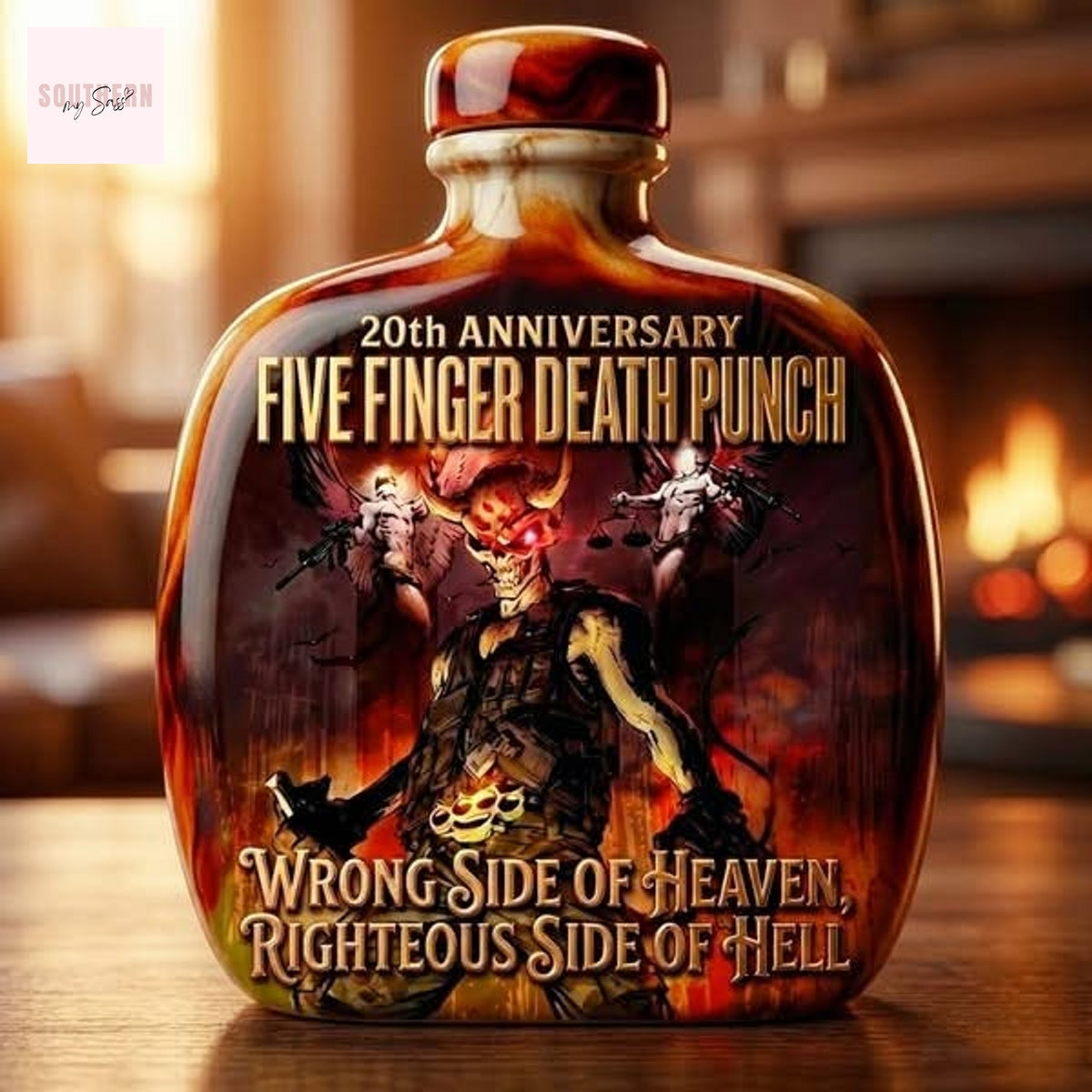Five Finger Death Punch 20th Anniversary Whiskey Bottle