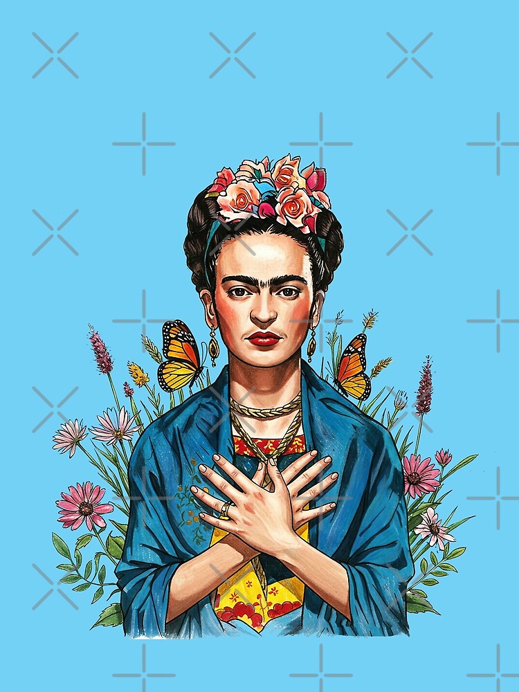 Frida Kahlo with Butterflies and Flowers by TeeARTHY