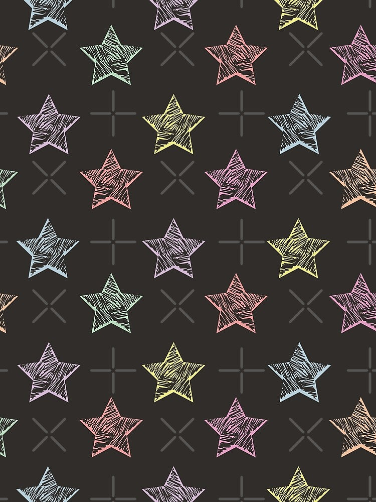 Oversized Sketchy Candy Rainbow Stars - Onyx Black by Daniel Bevis Design