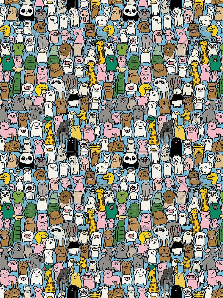 A crowd of cute animals in a simple style by Piotrek0001