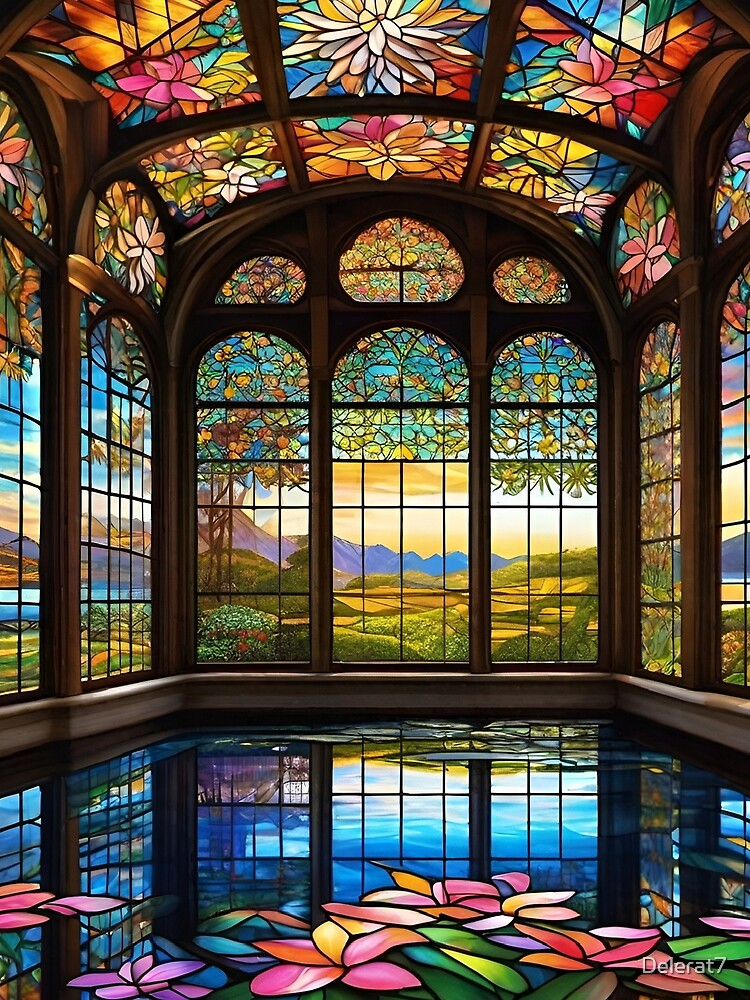 Stained Glass Plumeria Gallery - Surreal Art by Delerat7