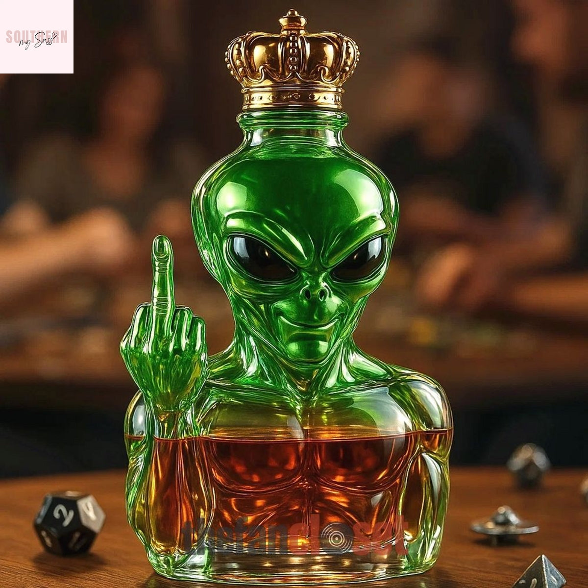 Funny Alien Middle Finger Whiskey Bottle