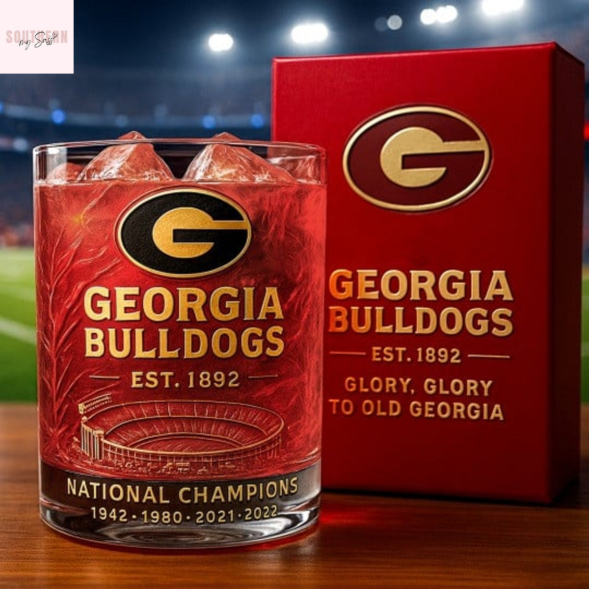 Georgia Bulldogs National Champions Whiskey Glass