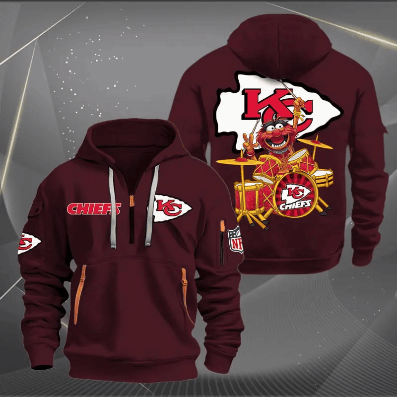 Kansas Football Team Quarter Zip Hoodie Rocking Drummer Football Fan Gift