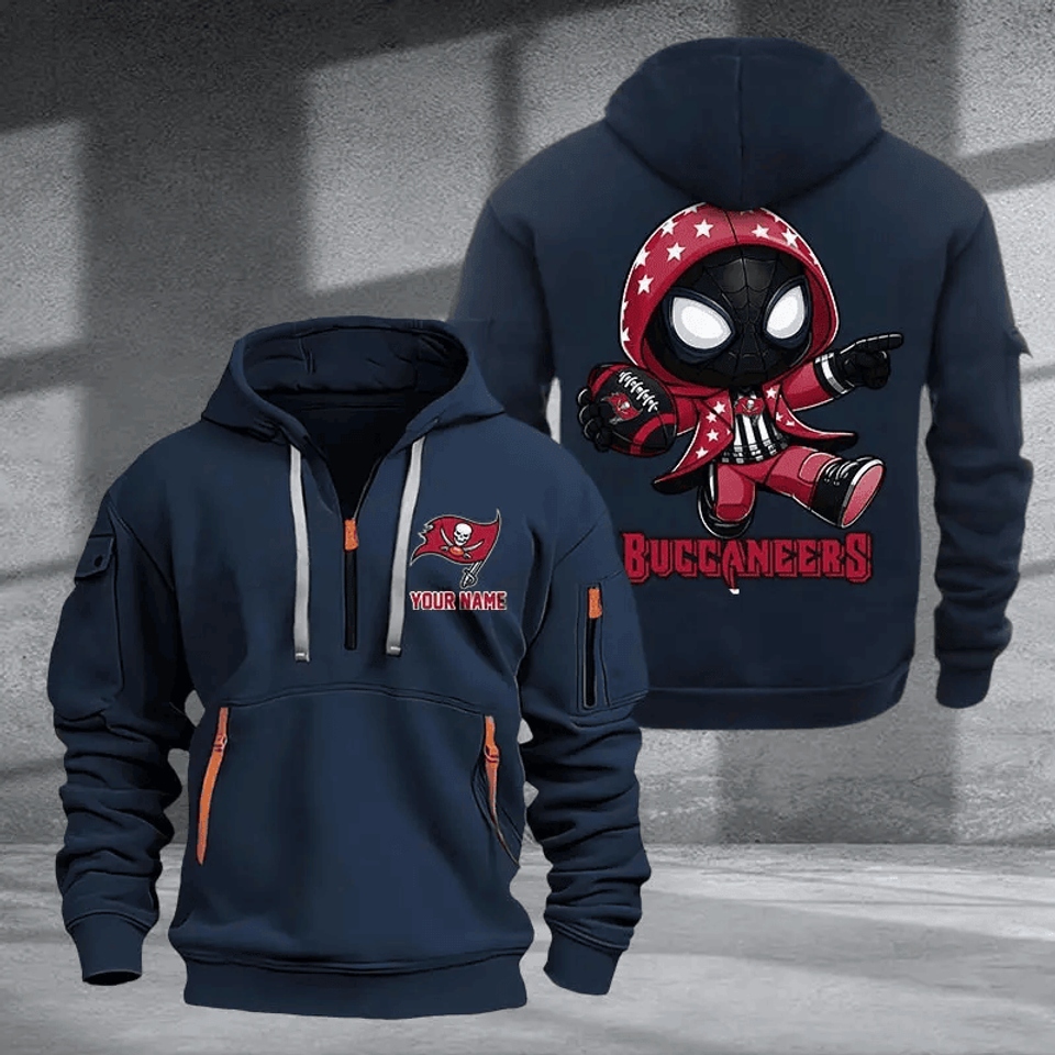 Tampa Bay Buccaneers Quarter Zip Hoodie Custom Name Multicolor Edition