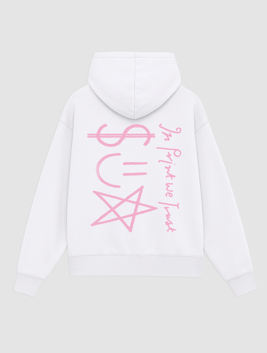 happy white hoodie