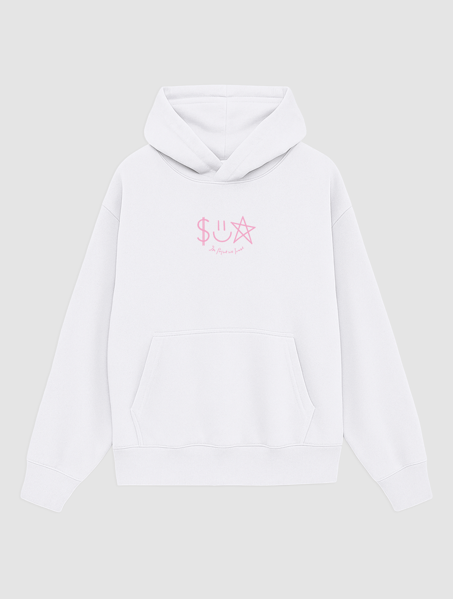 happy white hoodie