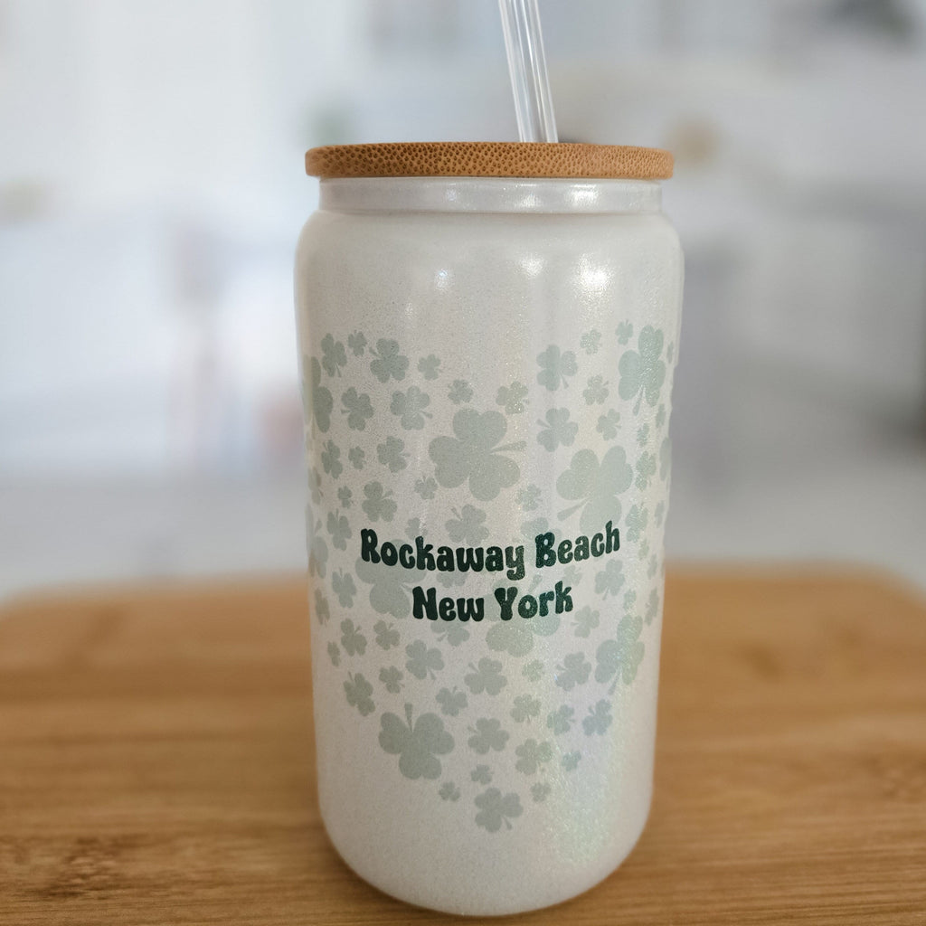 St. Patrick's Day Shamrock Customized Glass Can Cup