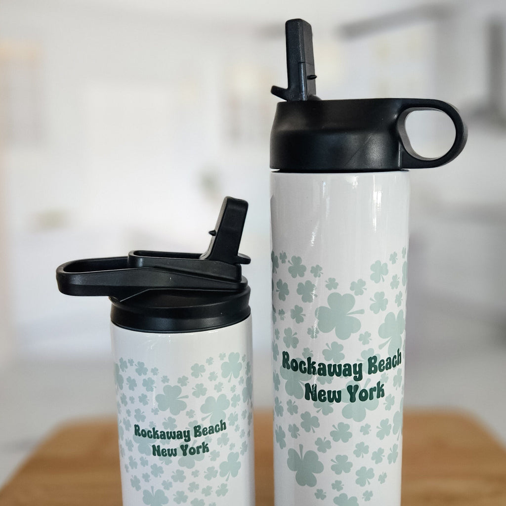 St. Patrick's Day Heart Shamrock Custom Water Bottle