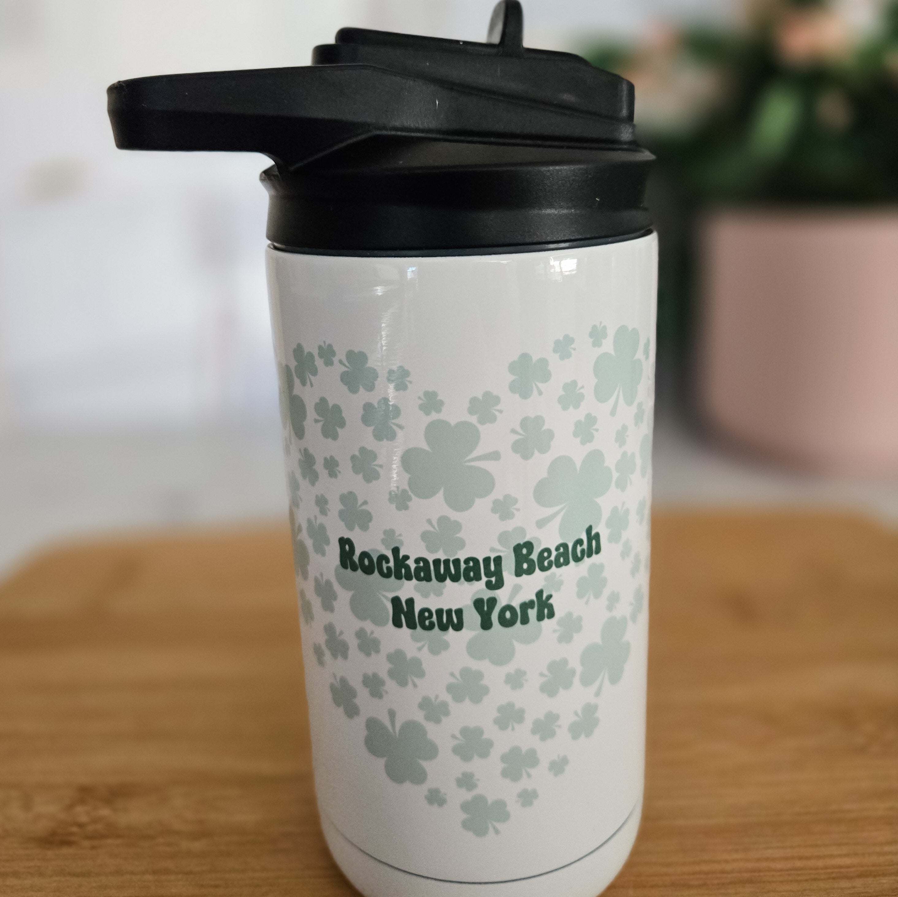 St. Patrick's Day Heart Shamrock Custom Water Bottle