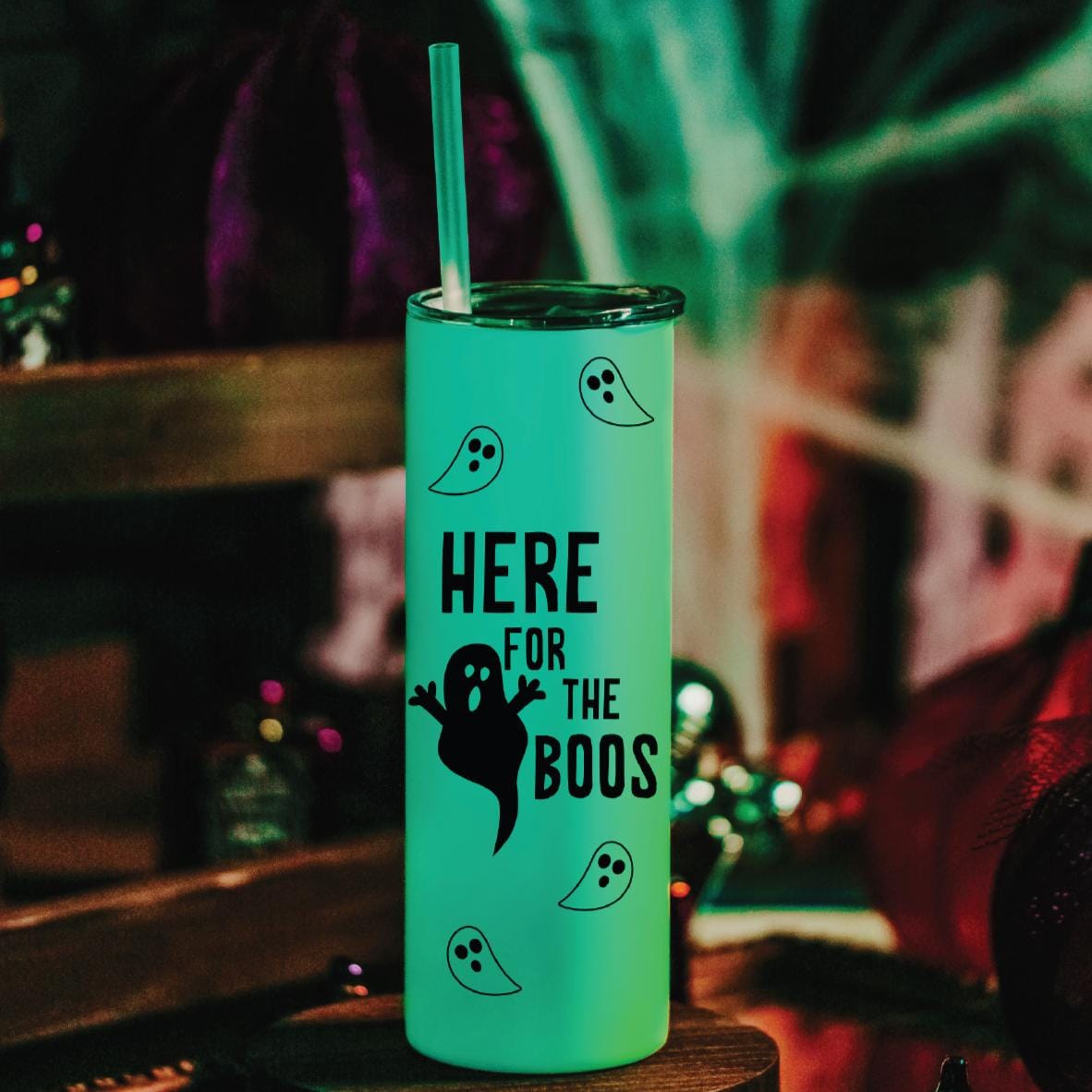 Here for the Boos Funny Glow in the Dark Halloween Tumbler