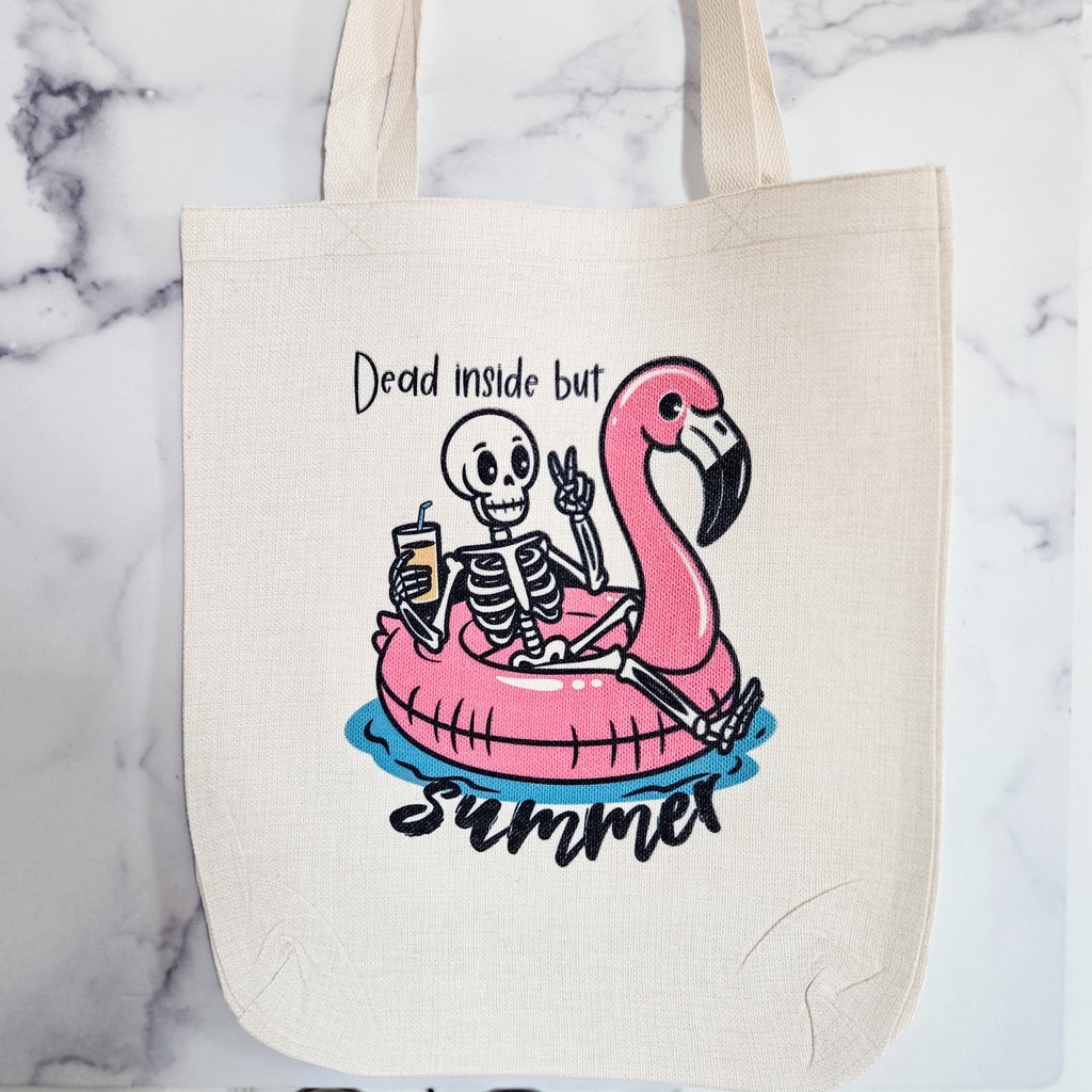 Funny Teacher Summer Tote, Dead Inside But Summer Beach bag