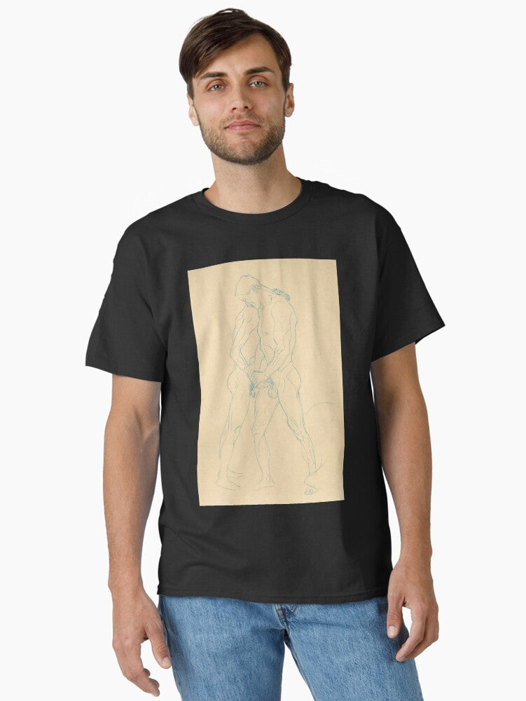 Zwei Mannerakte Study for the Athletes by Gustav Klimt: Minimalist Figure Drawing Classic T-Shirt