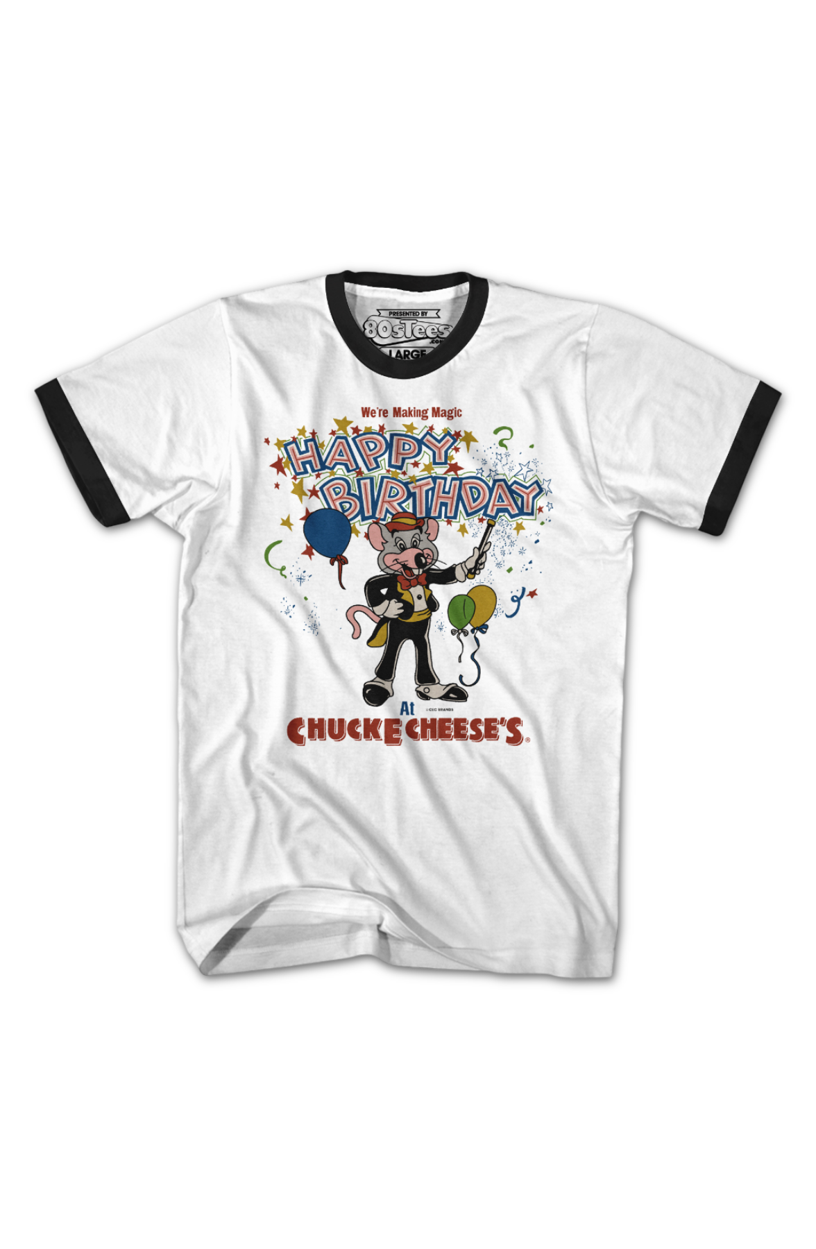 Making Magic Happy Birthday Chuck E. Cheese Ringer Shirt