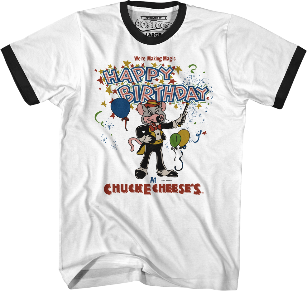 Making Magic Happy Birthday Chuck E. Cheese Ringer Shirt