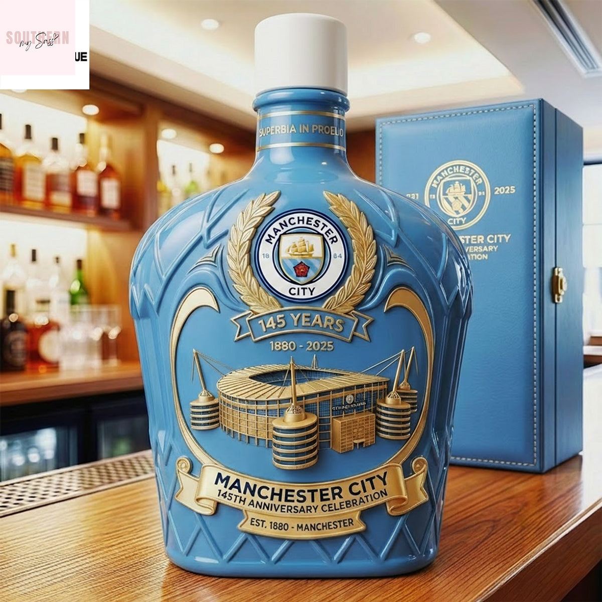 Manchester City 145Th Anniversary Whiskey Bottle