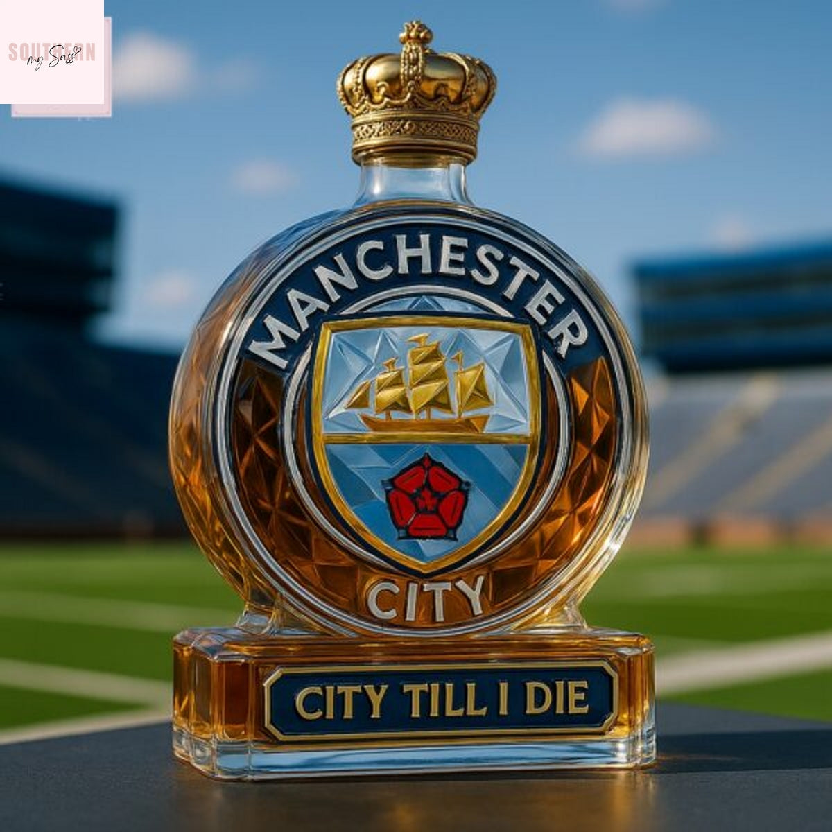Manchester City Till I Die Whiskey Bottle