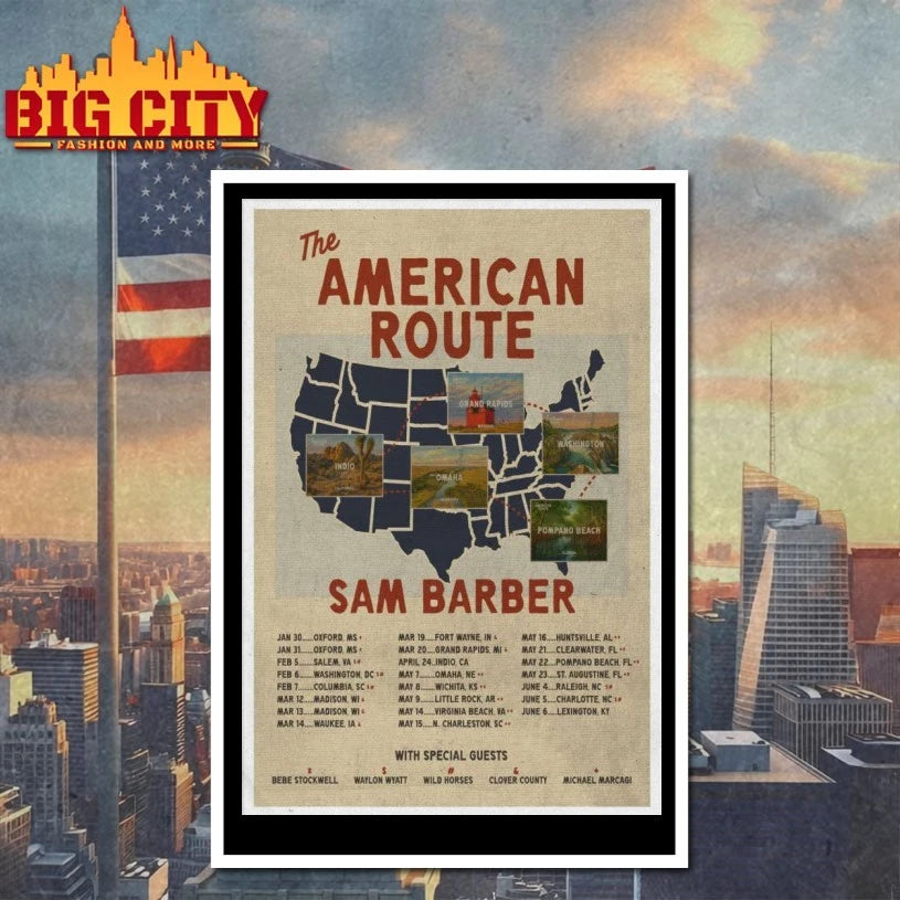 Official Sam Barber Taking The American Route 2026 Poster T-shirt