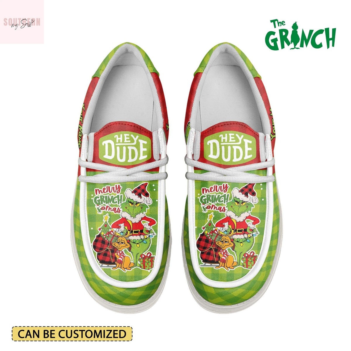 Personalized The Grinch Merry Grinchmas Hey Dude Shoes
