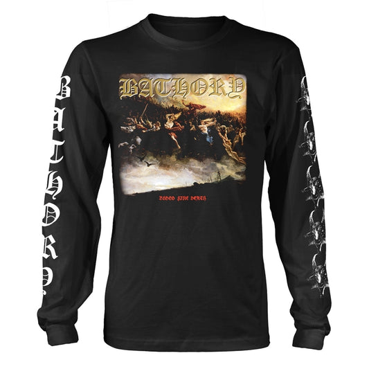 Bathory Unisex Long Sleeved T-shirt: Blood Fire Death 2 (back print)